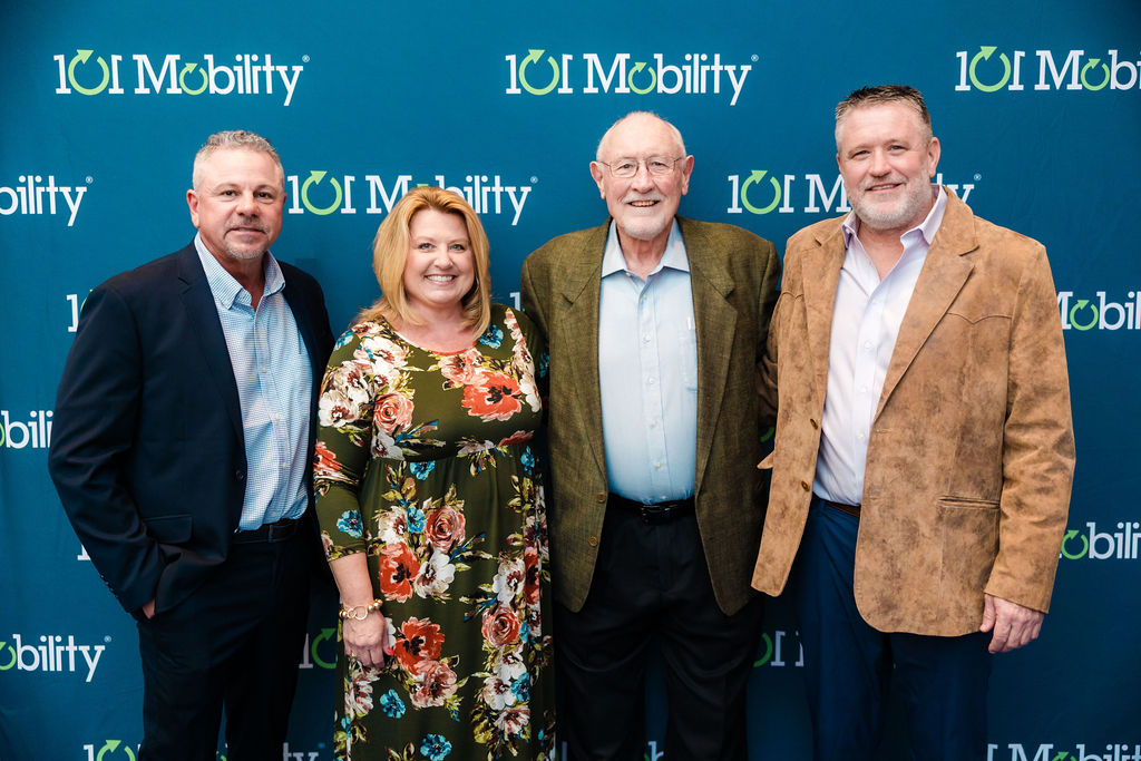 From left to right, Luke Sampson, co-founder, alongside Janice Gordon, daughter of Royce Barnhardt and sister to Keith Barnhardt, with Royce Barnhardt himself, the namesake of the award, and Keith Barnhardt, co-founder.