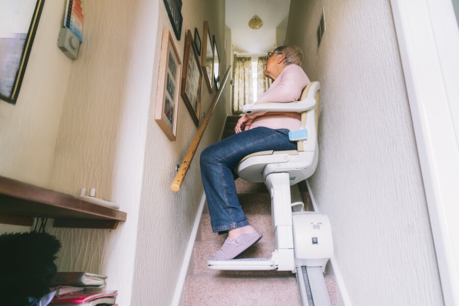 woman using chair lift