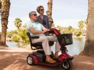 pride power scooter in red.