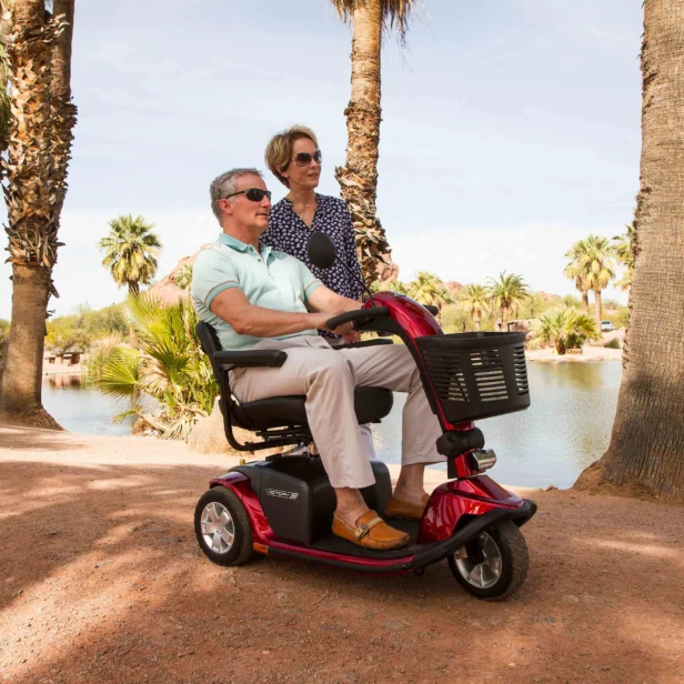 pride power scooter in red.