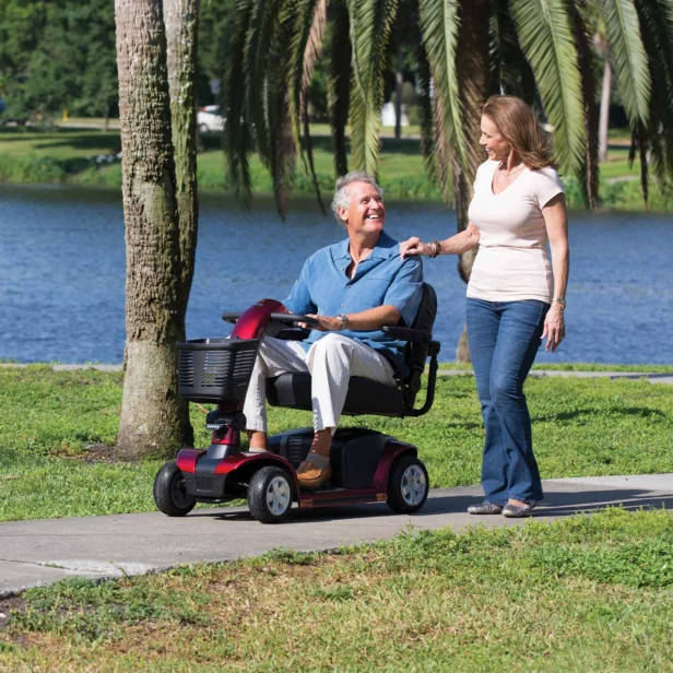 pride power scooter in red.