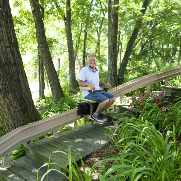 Bruno Elite Outdoor Curved stairlift.