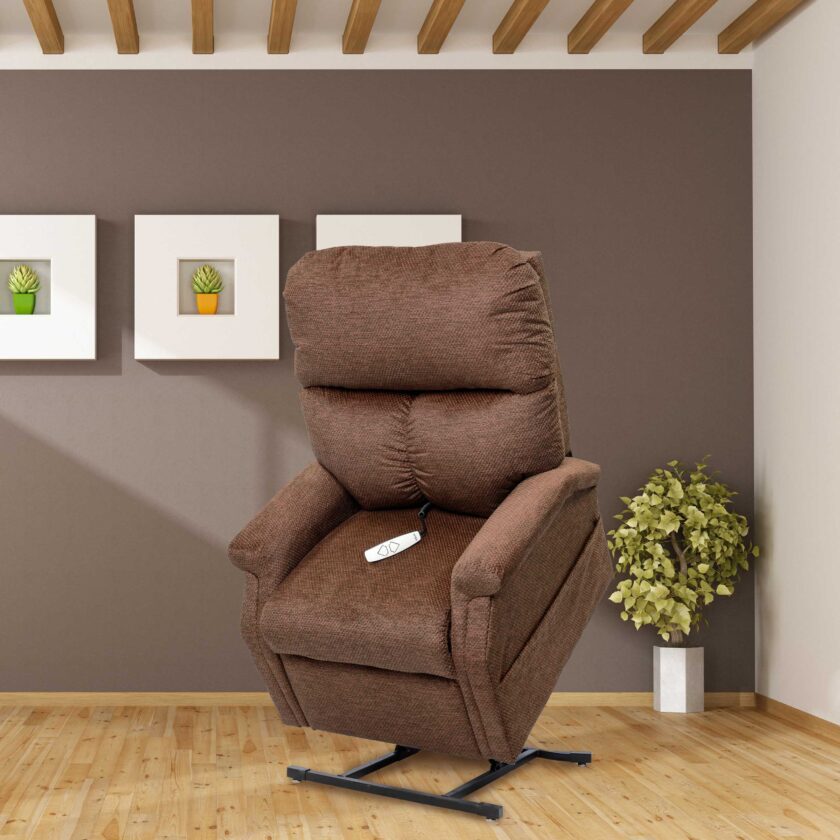 a brown lift chair.