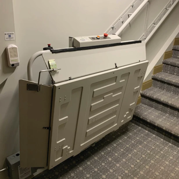 Savaria Delta Incline Platform Lift folded.