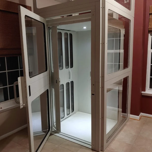 SHC home elevator open doors.