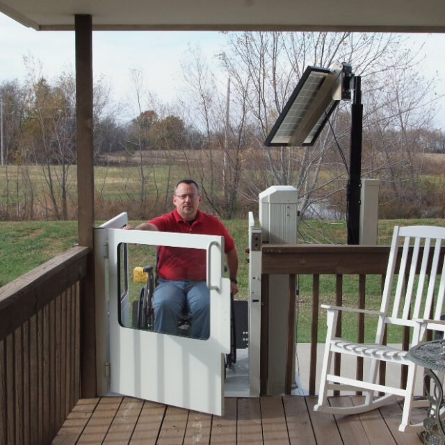 SHC vertical platform lift upstairs.