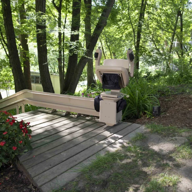 a bruno elite outdoor curved stairlift.