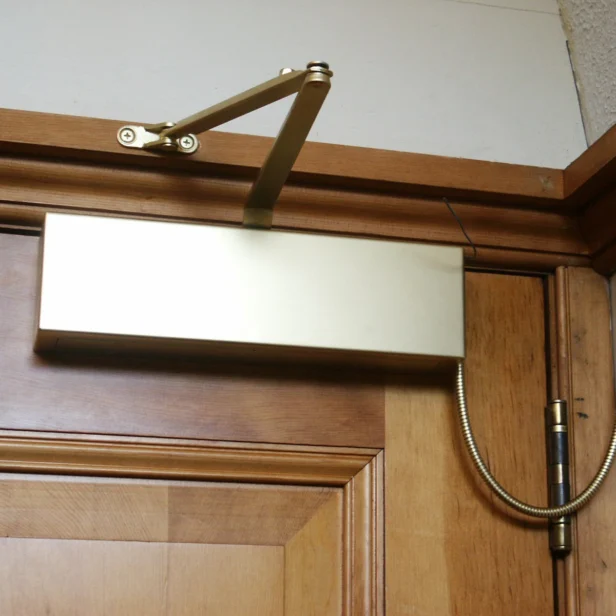 open sesame residential door system in brass.
