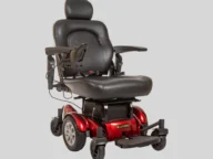 golden power chair in red.