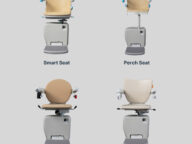handicare 4000 indoor stairlift in four different styles of seats.