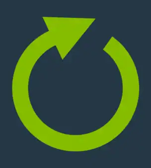 A green circular arrow forming almost a complete loop on a dark blue background, with the arrowhead pointing upwards.