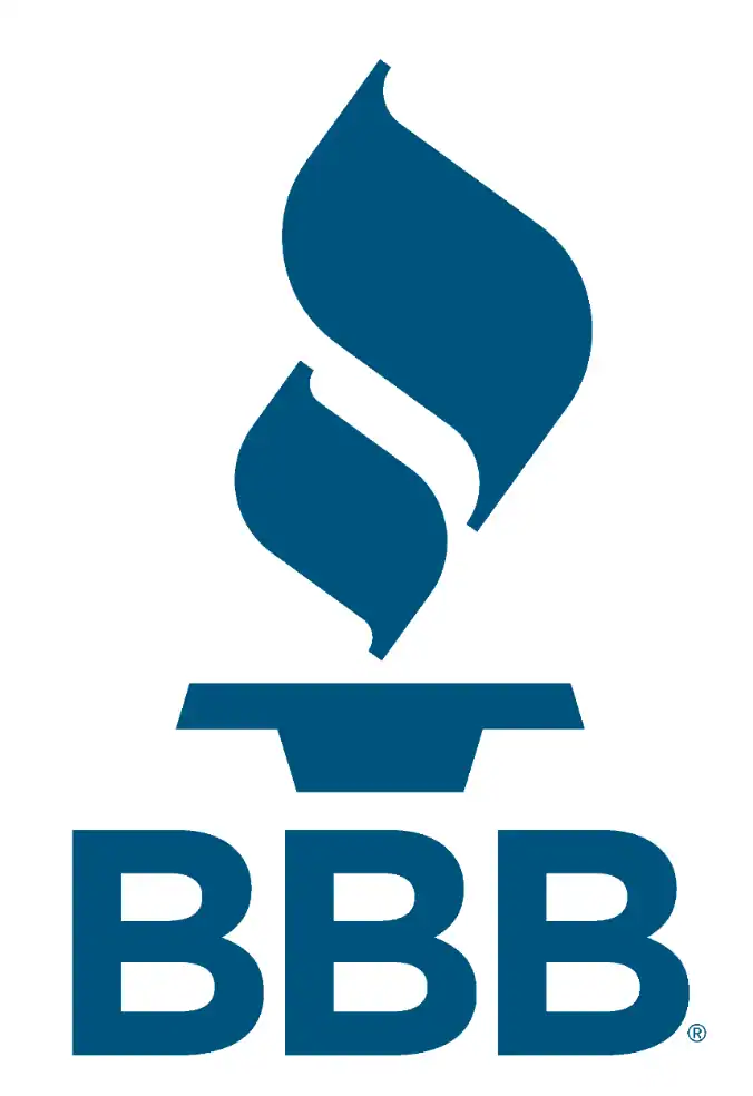 Blue Better Business Bureau (BBB) logo featuring a stylized torch above the letters "BBB" on a white background.